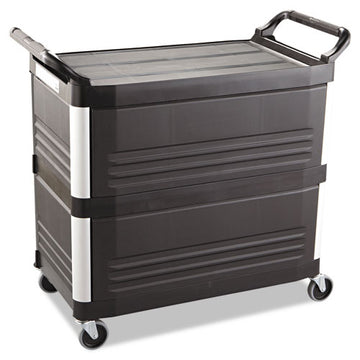 Rubbermaid® Commercial Xtra Utility Cart, 300-lb Capacity, Three-shelf, 20w X 40.63d X 37.8h, Black freeshipping - TVN Wholesale